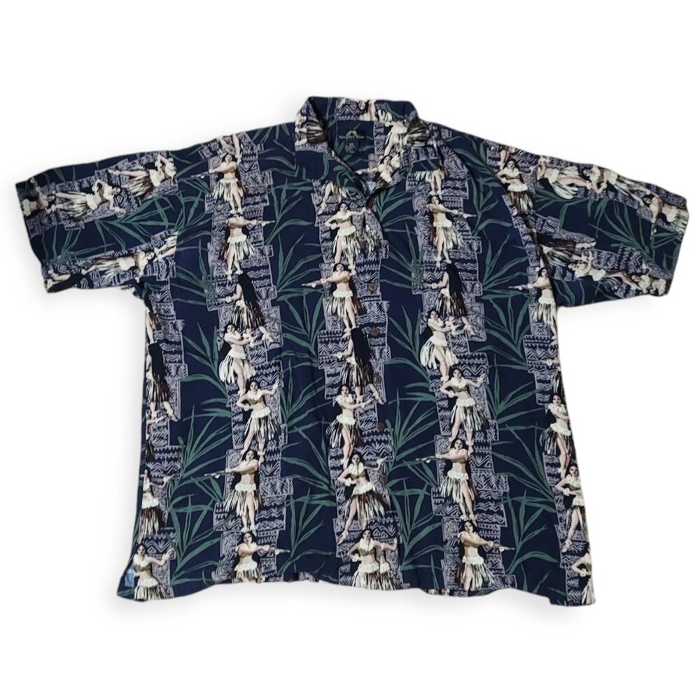 Newport Blue Men’s Hawaiian shirt Hula Girl short sleeve Size 2XL